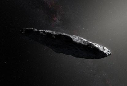 Artists impression of the interstellar asteroid `Oumuamua